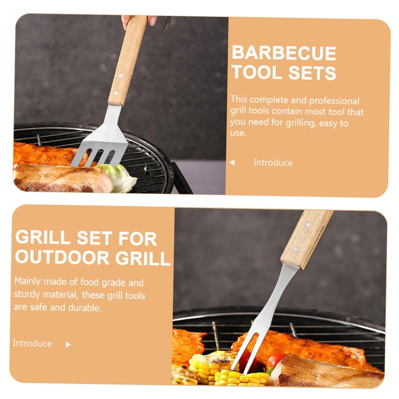Mikinona 1Set Tools Set with Handles Grilling Tongs Fork Spatula