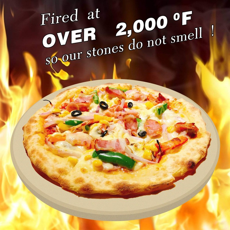 VIKEYHOME Round Pizza Stone, Heavy Duty Cordierite Pizza Grilling Stone,