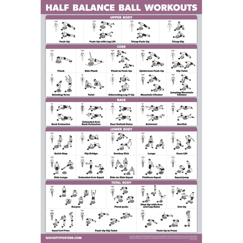 Palace Learning 2 Pack, Half Balance Ball Workout Poster +
