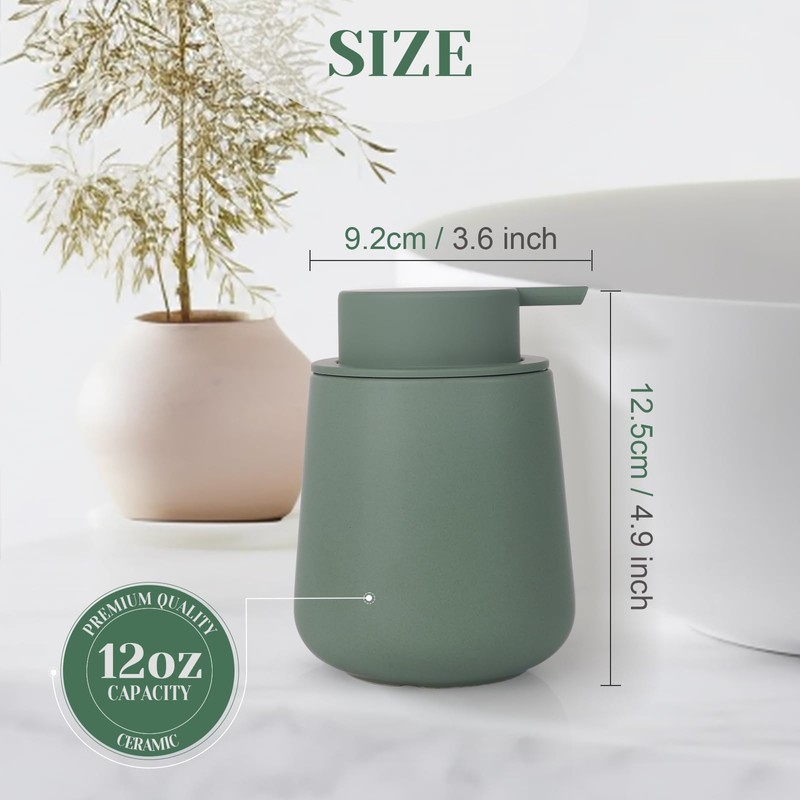 INGOFIN Ceramic Foaming Soap Dispenser - 12oz Foam Hand Soap