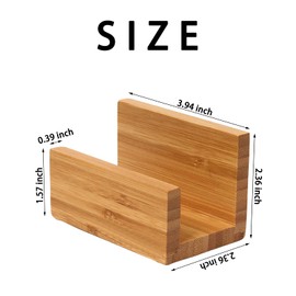 Anjmd 2pcs Bamboo Wood Desktop Business Card Holder Display for Desk Sturdy Natural Bamboo Business Card Stand for Office Tabletop Counter Organizer