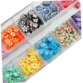 Baluue 2 Boxes 12 Flower Paillette Decor for DIY Nail Art Colorful Polymer Clay Sequins and Crystal Mud for Crafting for Manicure and Handicraft Projects
