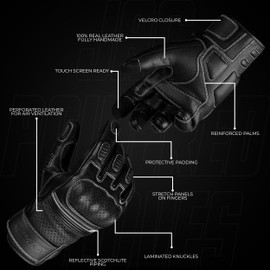 J.A.G. Motorcycle Gloves - Premium Leather Perforated Motorcycle Gloves for Men with Knuckle Protection | Touchscreen Motorbike Riding Gloves