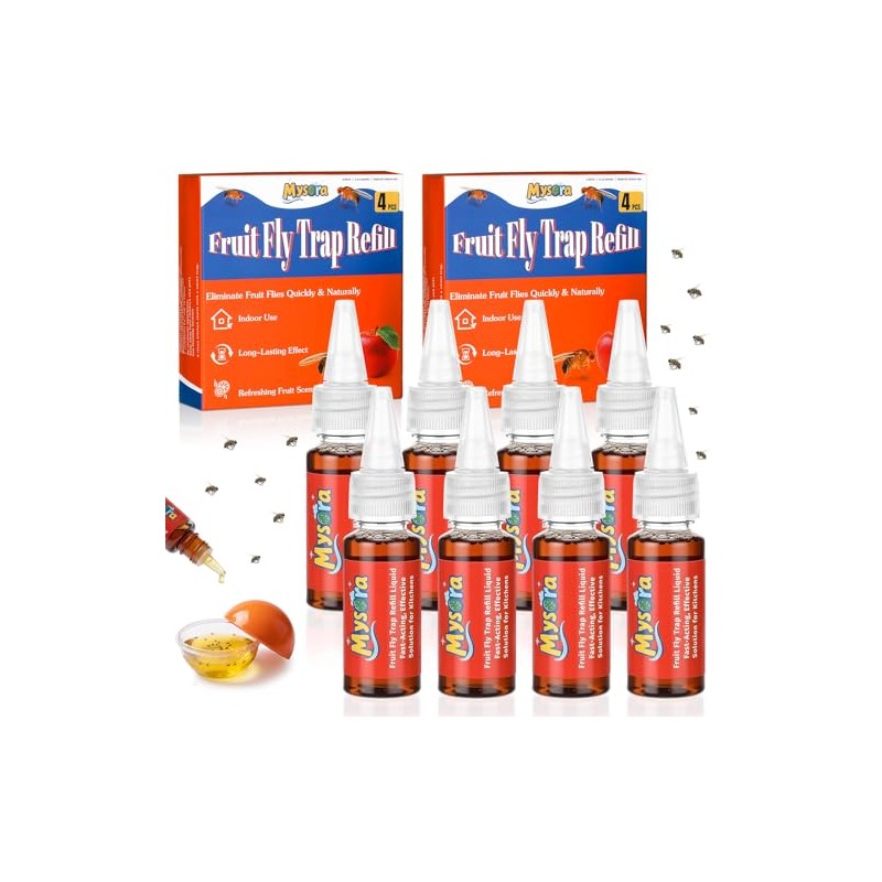 8 Pack Fruit Fly Trap Refill Liquid, 0.68 Ounces Per