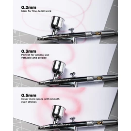 InoKraft Airbrush sets with 3 Nozzle 0.2, 0.3 & 0.5 mm for Beginner - Dual-Action Gravity Feed airbrush with Cutaway Handle and How-To Guide, for Model Painting