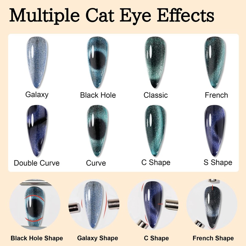 Cat Eye UV Gel Nagellack 6 Farben Cat Eye Magnet