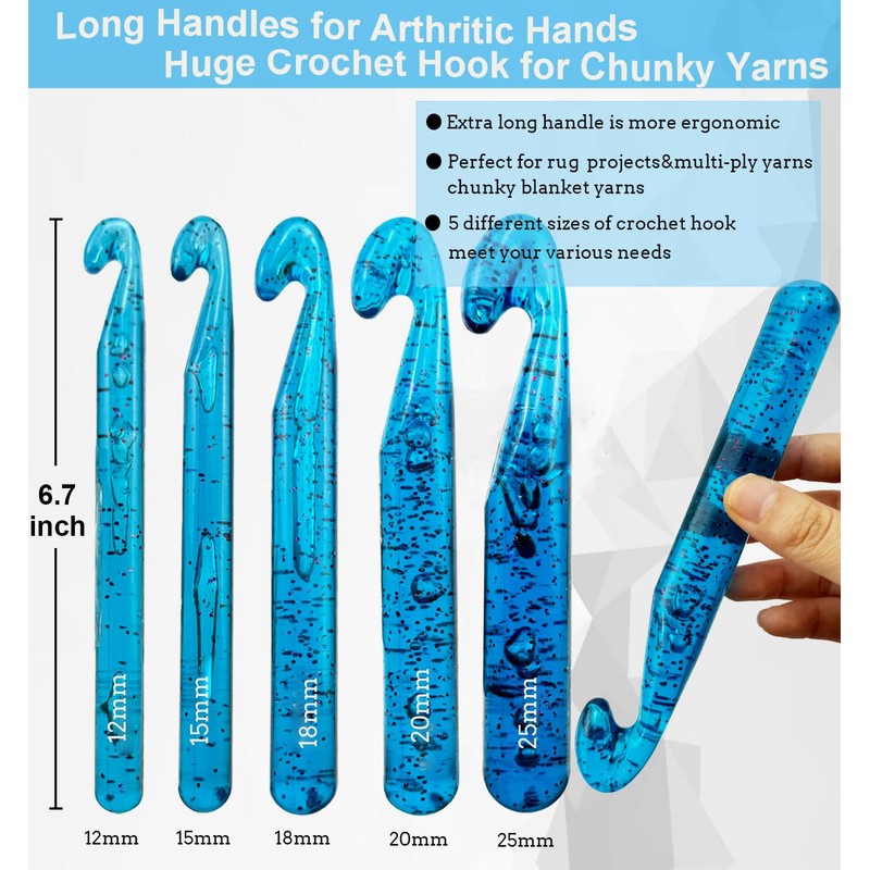 Weabetfu 25mm Large Crochet Hook,Huge Crochet Hooks for Chunky Yarn,Ergonomic