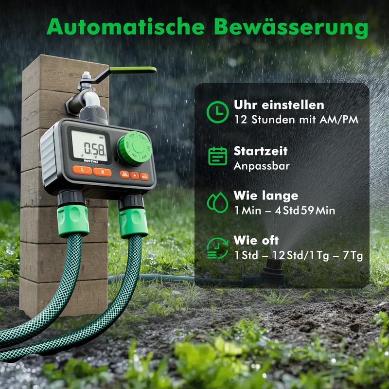 RESTMO RF Remote Control Irrigation Computer Water Timer for Outdoor
