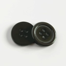 Haoa Buttons, 4 Hole Buttons, Suit Buttons, Resin Buttons, Glossy, Dressmaking, Crafts, Diameter, 0.6 inches (15 mm), Set of 6 (Dark Green)