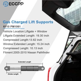 ECCPP Lift Supports Rear Liftgate and Glass Window Struts Gas Springs Shocks for Nissan Pathfinder 2005-2013 Compatible with 6110 Strut Set of 4