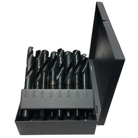 Drill America 8 Piece High Speed Steel Black Oxide Reduced Shank Drill Bit Set in Metal Case (9/16" - 1" x 16ths), DWDRSD Series