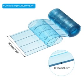 PATIKIL Plastic Vinyl PVC Strip Door Curtain, 6.5' Length x 7.3" Width Windproof Plastic Vinyl Strip Curtain for Freezer Cooler Home Mall Warehouse, Blue