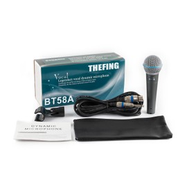 THEFING BT 58A Wired Dynamic Supercardioid Vocal Microphone,Includes 16ft XLR Audio Cable and Stand Adapter,for Stage Singing,Studio,Mixer,Speakerand Karaoke,Handheld Mic