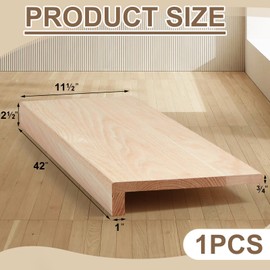 Yaocom 42 Inch Solid Red Oak Stair Treads with Small (3/4") Square Nose Profile Unfinished Bullnose Wood Treads Caps for Stair Remodel Home Renovate DIY Easy to Clean