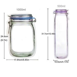 Enkrio 18 Pack Reusable Zip lock Snack Bags, Mason Jar Zipper Food Saver Snack Sandwich Ziplock Bags Leakproof Storage Bags for Kids Travel Camping(3Small,4Medium,8Large,3Tall)