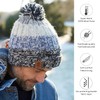 Pachamama Men Wool Beanie Bobble Hat Fleece Lined Handknitted Blue