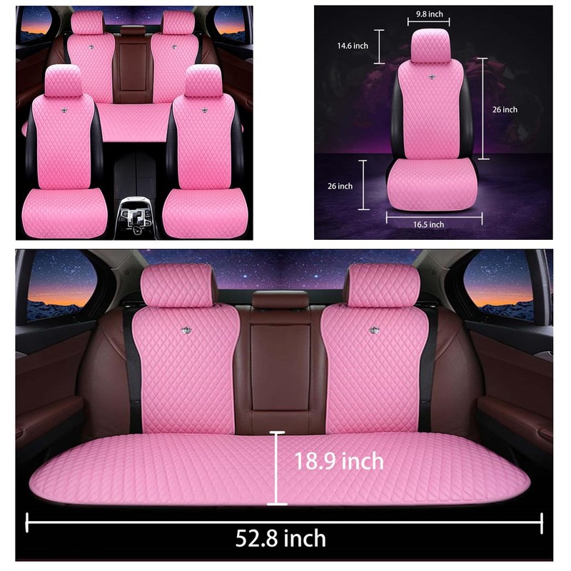 Red Rain Pink Car Seat Cover Luxury Leather Universal Seat