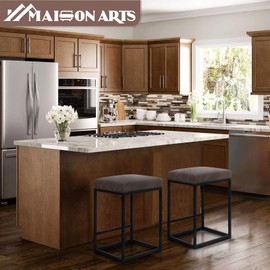 MAISON ARTS Counter Height 24" Bar Stools Set of 2 for Kitchen Counter Backless Industrial Stool Modern Upholstered Barstool Countertop Saddle Chair Island Stool,330 LBS Bear Capacity,(24 Inch,Brown)