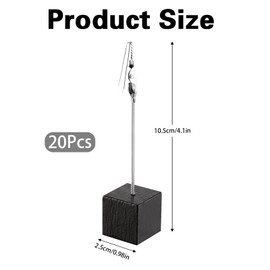 20PCS Memo Clip Holder, Alligator Clips with Wooden Base Photo Holders for Tables Crocodile Clip Memo Holder Black for Wedding Party, Shop Display Price Tag