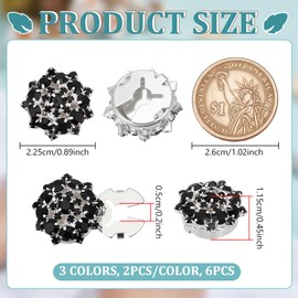 NBEADS Pack of 6 3 Colours Rhinestone Buttons Cover Sleeves Flower Removable Shirt Button Clips Buttons Jewellery for Dress Suit Tuxedo Shirt Accessories