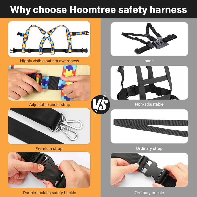 HOOMTREE Safety Harness Leash for Kids with Autism, Special Needs