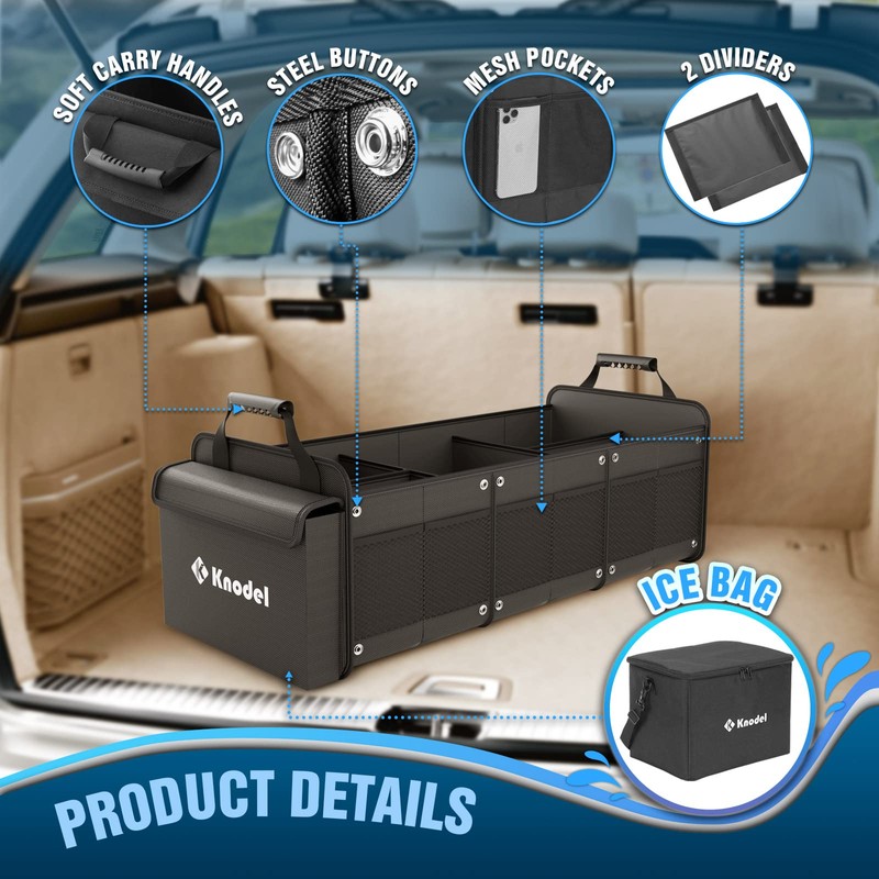 K KNODEL Extra Large Trunk Organizer With Cooler Bag, 3