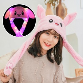 Hat with Movable Ears, Ear Rabbit Hat LED, Movable Ears Press the Animal Hat, Movable Ear Hat, Hat with Wiggle Ears, LED Luminous Ears, Rabbit Ears, LED Hats for Fancy Dress