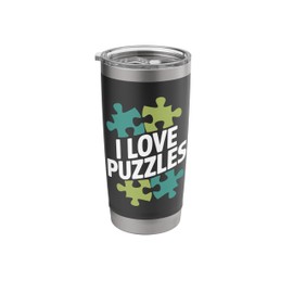 I Love Puzzles Enthusiast Jigsaw Art Stainless Steel Insulated Tumbler