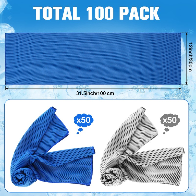 Shellwei 100 Pcs Cooling Towels Bulk 40 x 12 Inch