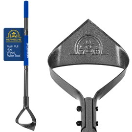 Hermsche Hoe Garden Tool, Heavy Duty Triangle 52.7" Manual Weeder with Long Handle, Carbon Steel Weed Removing Action Hoe Cultivator for Weeding, Digging, Loosening Soil, Hoeing, Edging