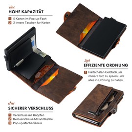 AISIR Wallet, Slim Wallet, Men's Mini Wallet with RFID, Men's Wallet with Coin Compartment (Brown), brown, Minimalist