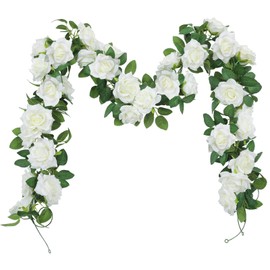 SHACOS Garland Wreath - Fake Flowers - Plant and Flower Leaf Garland for Home, Parties, Gardens, Christmas & Wedding Decorations