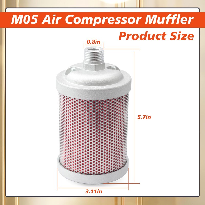 Mhrxusd M05 Air Compressor Muffler 1/2 inch NPT Male Single