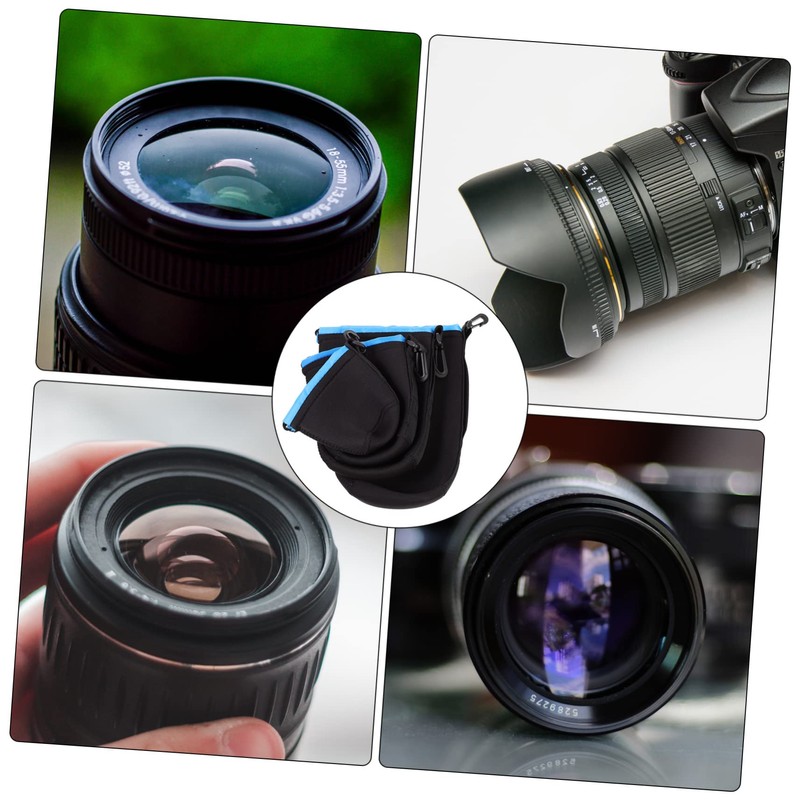 Gadpiparty 4pcs Neoprene Camera Lens Case Pouch Bag Storage for