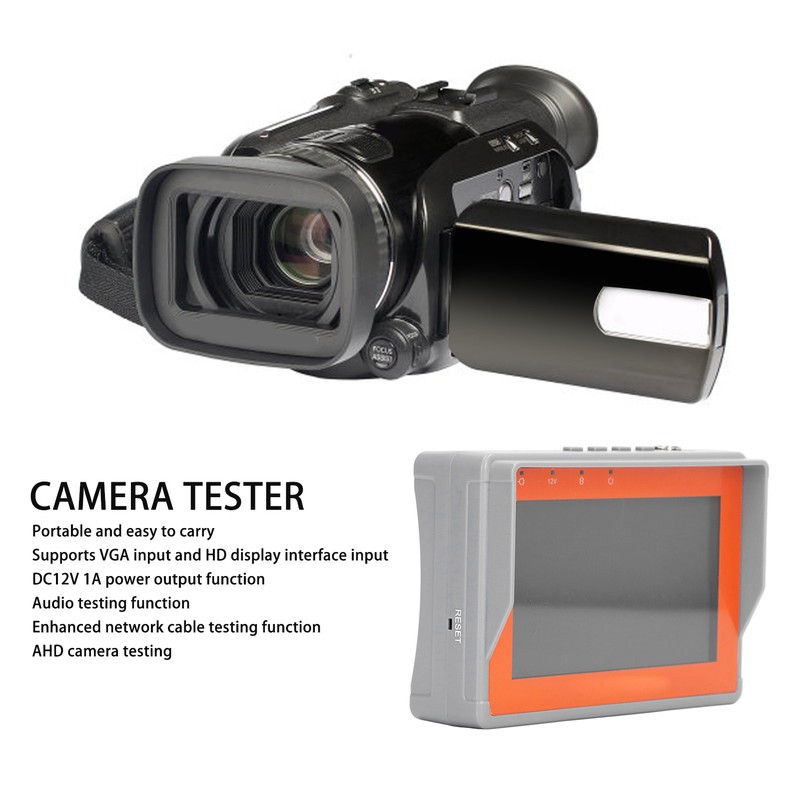4.3in HD Video Monitor Tester Portable Analog Coaxial AHD Video