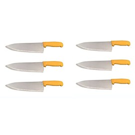 Cozzini Cutlery Imports 10" Chef Knife Choose Your Color - Razor Sharp Commercial Kitchen Cutlery - Cook's Knives (6 Pack - Yellow)