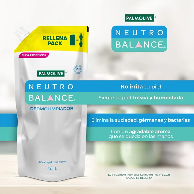 Jabón Líquido para Manos Palmolive Neutro Balance Dermolimpiador Repuesto 450ml