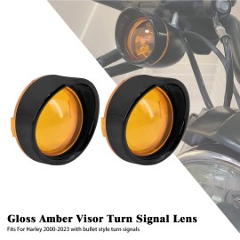 YHMTIVTU Gloss Black Visor Turn Signal Light Amber Lens Cover For Harley Softail Touring