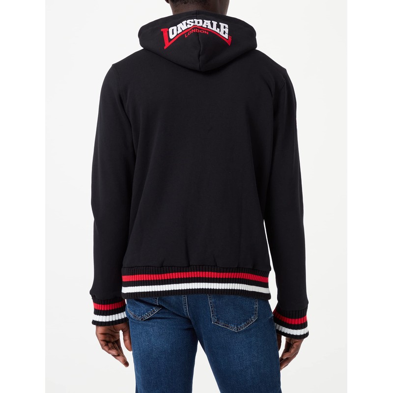 Lonsdale Men's Lancaster Hooded Sweatjacket - Black, Small