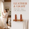 2PCS Leather Curtain Rod Holder, Leather Strap Bracket, PU Leather