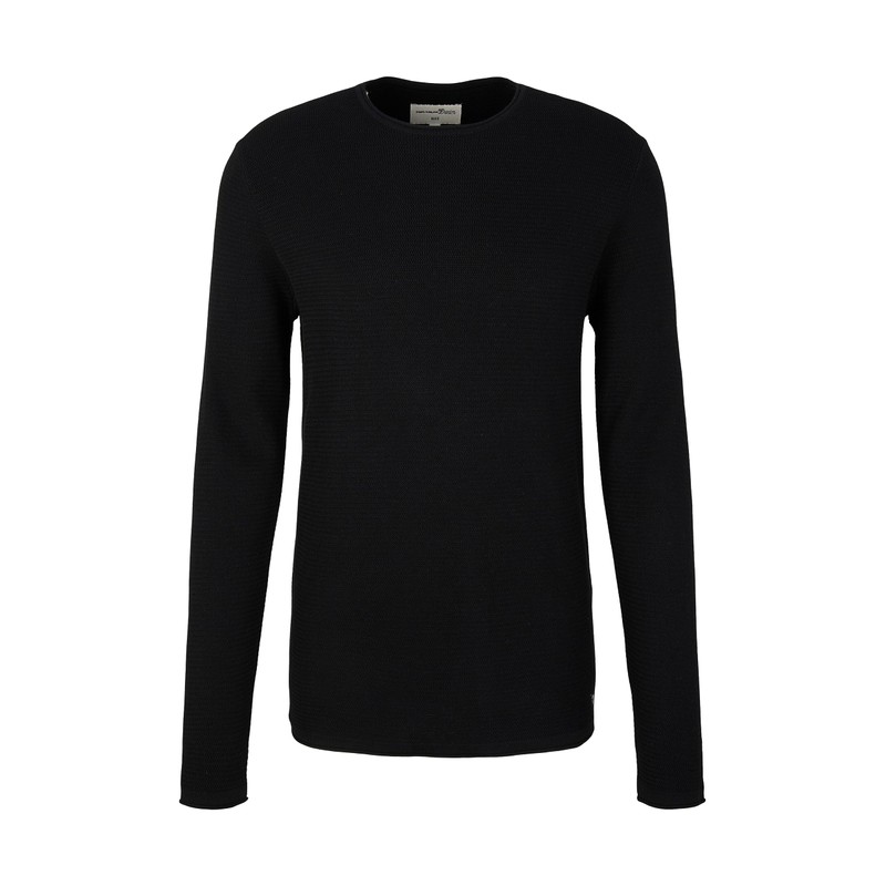 Tom Tailor Denim Men's Textured Jumper, 29999 - Black, l
