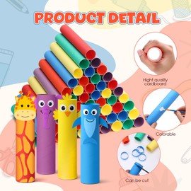 MotiMind 60 Pcs Cardboard Tubes for Craft 2 Size Empty Paper Towel Rolls Cardboard Toilet Paper Tubes Bulk for Classroom DIY Projects(Multicolor,1.4 x 10 Inch, 1.6 x 10 Inch)