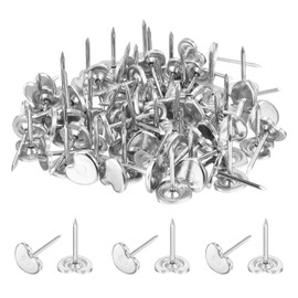 sourcing map Upholstery Tacks for Furniture, 7/16 Inch (11 x 17mm) Metal Heart-shaped Black Thumb Tacks for Wall Decorative Upholstery Nails DIY Project Home Decor (Silver, Pack of 80)