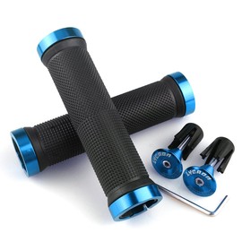 LYCAON Grips for Mountain Bikes Bicycle Handlebar Grips Double Lock Handle for Bike Tricycle Wheelchair MTB BMX (Blue)