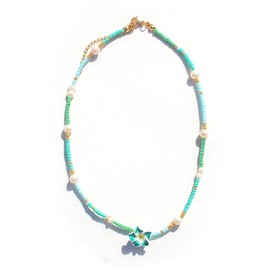 POYAMUSE Hawaiian Flower Choker Necklace for Women - Boho Beach Jewelry, Plumeria Choker Necklace Jewelry for Women, Tropical Accessories for Summer Vacation - Green