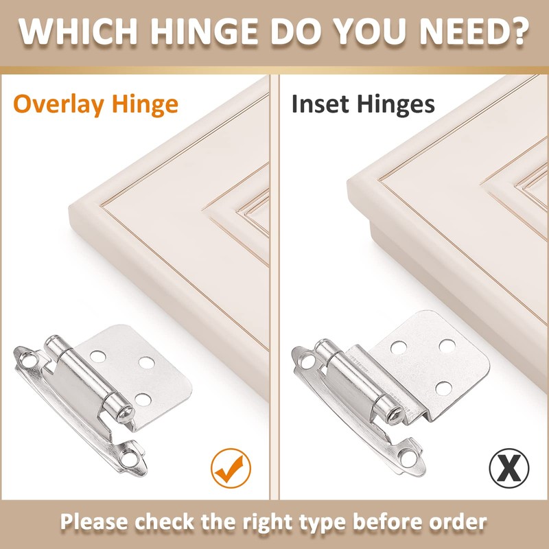 knobelite Satin Nickel Cabinet Hinges for Kitchen Cabinets Doors, 30