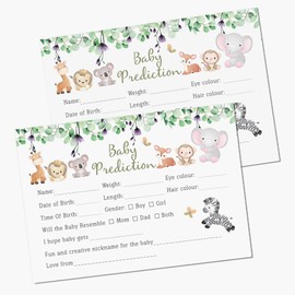 Papa Prints Safari Baby Shower Card Pack of 24 Baby Shower Games Boy Card (149 x 105 mm) Baby Prediction Cards Baby Shower Game