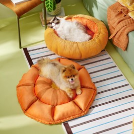 Lesure Dog beds for Small Dogs - Washable Cute Cat Beds with Versatile Dual-Use Design, Reversible Round Pet Bed for Puppy and Kitten, 25x25x8 Inches