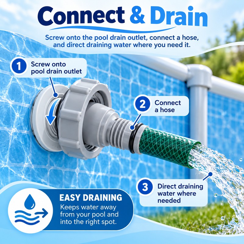 P6H1419 Pool Drain Valve Replacement, Swimming Pool Drain Hose Adapter