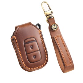 ontto Honda Key Case, Leather, Key Holder, Key Cover, Step Wagon, Civic Type R, Vezel, RV3, Pilot, Odyssey, CR-V, NBox, ZR-V, RZ1, Accessories, Handmade, Leather, 2 Buttons, Brown
